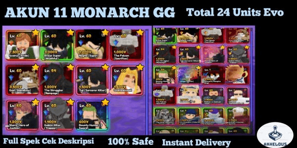 Gambar Product AKUN 11 MONARCH GG + 24 TOTAL UNITS EVO + 680K Cakes
