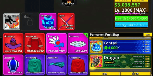Gambar Product #C1 | LV 2800 (MAX) | CDK (Tushita + Yama) | Shark Race | Dragon Talon | Perm Dragon | Fruit Build | Unverified Account | Auto Delivery | Blox Fruits