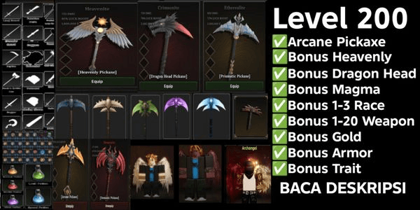 Gambar Product Akun The Forge [Bonus Pickaxe + Bonus Weapon + Bonus Gold]