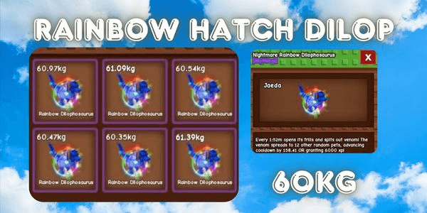 Gambar Product 60KG+ HUGE RAINBOW HATCH DILOPHOSAURUS | HATCHED