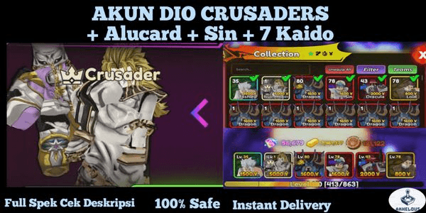 Gambar Product Akun Dio Crusaders + Alucard + Sin + 7 Kaido