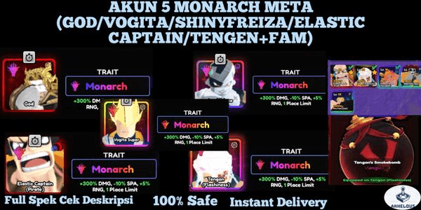Gambar Product Account 5 Monarch Meta (Elastic Captain/God/Temgen+Familiar/ShinyFreiza/Vogita