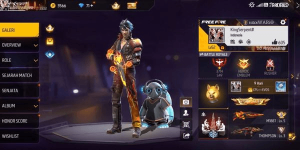 Gambar Product AKUN FF SG 2 METEOR & EVOUGUN ON AMAN ANTI HACK BACK BERGARANSI 1000 % MURAH BANGET