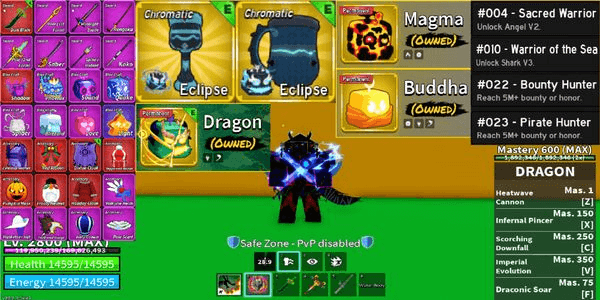 Gambar Product Akun Blox Fruits Permanent Dragon Skin Eclipse Gg Bounty Hunter