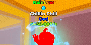 Super Rare Chillin Chili (god) > (good for flex, rebirth, brainrot trader) Hard to Acquire / break a lucky block