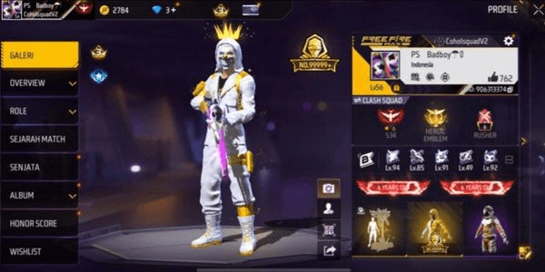 Gambar Product AKUN FF SG STERLING EVOUGUN & VAULT GAGAH AMAN ANTI HACK BACK BERGARANSI 1000 % MURAH BANGET