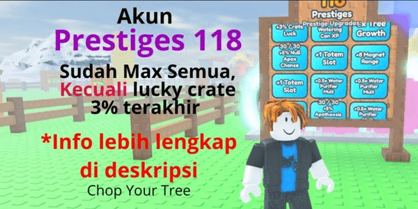 Gambar Product Akun Prestiges level 118 - Roblox Chop Your Tree