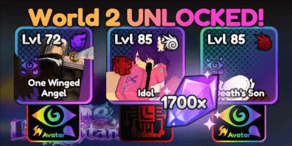 Gambar Product Akun World 2 UNLOCK (One Winged AVATAR + Death Son AVATAR) Anime Last Stand