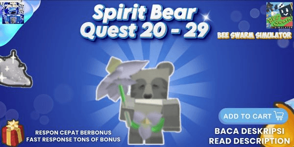 Gambar Product Joki Spirit Bear Quest 20 - 29 | Bee Swarm Simulator