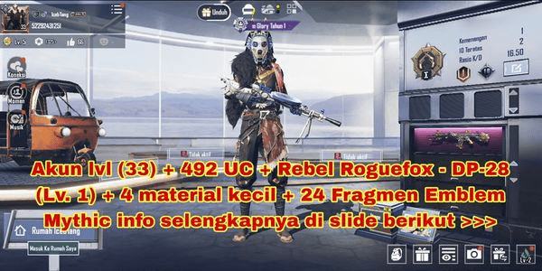 Gambar Product Akun pubg baru + UC