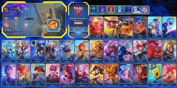 Gambar Product 317 SKINS | 2 LEGENDS LESLEY & VALIR | 5 ZODIAC | 2 ANNUAL STARS | MW-WORLD LING | STUN SELENA | SPONGEBOB | KOF KARINA | 37 LIMITED | 25 RARE SHOP |