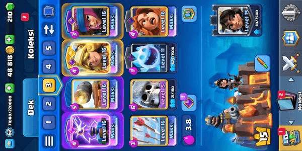 Gambar Product GOOD ACCOUNT | LEVEL 62 | TROPHY 11205 | 11 EVO CARDS | KT LEVEL 15 | GEMS 210 | CN 500 | Thai language | ARENA 27 | EMOTE 49 | TRUSTED AND SECURE