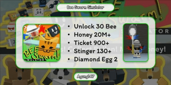 Gambar Product Account 30 Bee | Bee Swarm Simulator