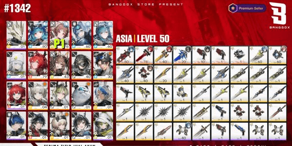 Gambar Product LAEVATAIN SIGNATURE  GILBERTA  LAST RITE  ARDELIA P1  LIFENG  7 SSR WEAPON  MC FEMALE  LVL 50  ASIA