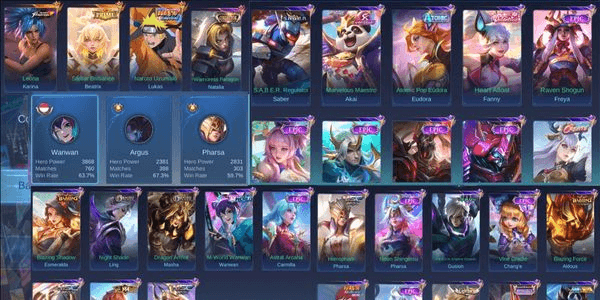 Gambar Product 219 Skins. Renowned. Highest 52 Stars. 3 Grand. 1 Collector. Naruto Uzumaki + Karina KOF + Beatrix Prime + Natalia Collector