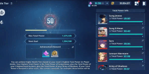 ACCOUNT BATTLE TIER 46 POWER 1.47M + ESSENCE 36K + 3 HUNTER COLLAB FRIEREN COMPLETE + 2 PAID SKINS + 1 LIMITED SKIN + SJW POWER 426K ATTACK 47K