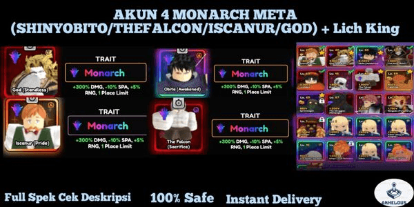 Gambar Product Akun 4 Monarch Meta (God/Iscanur/ShinyObito/TheFalcon) + Lich King