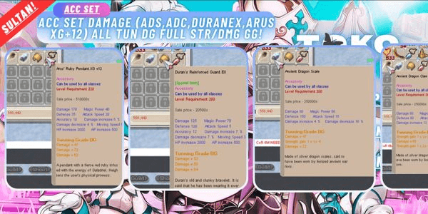 Gambar Product Acc set Damage (ADS, ADC, DURANEX, ARUS XG+12) All tun DG FULL STR_DMG GG!