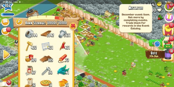 Gambar Product Level 100 | Barn Storage 10000+ | Silo Storage 3000+ | Coins 10+ | Land Open | Random items Material