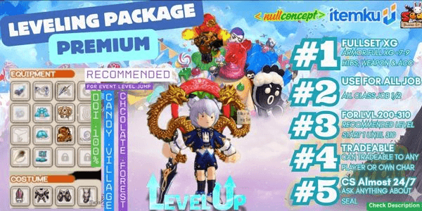 Gambar Product Server Arus - Paket Leveling Premium | Rata XG | Bonus Cegel + Permata + Pet