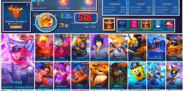 Gambar Product #3319 | 518 Skins | Legend Freya Valir | Collector Lesley Natalia | Sasuke | Aspirant Lesley | Transformers X-Borg Popol Kupa