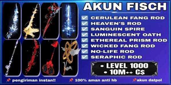 Gambar Product MAX LEVEL FISH ACCOUNT | NOLIFE ROD | SERAPHIC ROD | HEAVENS ROD | ROTD