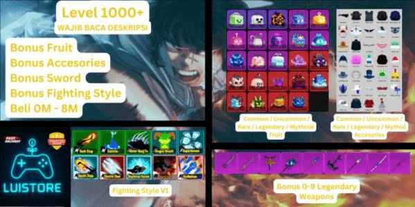 Gambar Product Akun Blox Fruit Level 1000+
