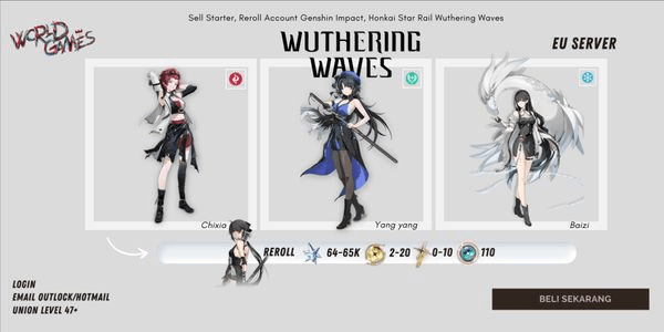 Gambar Product [Eropa Server] Akun Reroll Wuthering Waves Premium Asterite | Union Level 31+