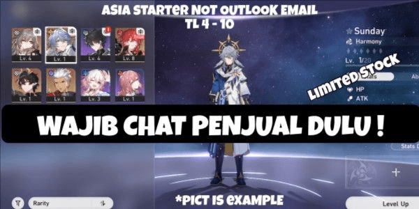 Gambar Product ASIA Starter | Sunday + Archer + Dan Heng PT  + Random SSR| TL 4 - 10 | Fast Delivery | WAJIB CHAT DULU