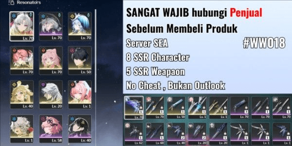 Gambar Product [ 16 SSR ] [ 4 Limit 2 Sign ] Aemeath + Sign, Shorkeeper + Sign, Carlotta, Changli + 2 WP B5 [SEA] #WW018 | READ DESC