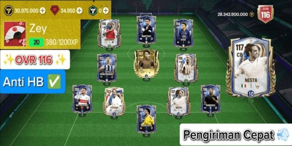 Gambar Product AKUN FC MOBILE OVR 116 ISI NESTA