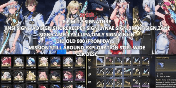 Gambar Product [SEA] 29 SSR 8 LIMIT 7 SIGN, JINSI SIGN, YAO SIGN, SHOREKEEPER SIGN, LYNAE SIGN, BRANT SIGN, ZANI SIGN, CAMELLYA, LUPA, SIGN YINLIN ONLY, UID OLD