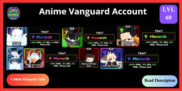 Gambar Product Account 6 Meta Monarch - Ice Queen (Vanguard), Broly (Vanguard), Luffy, Shanks, Rabbit Hero, Gear Boy + Ice Queen Memoria (Vanguard)