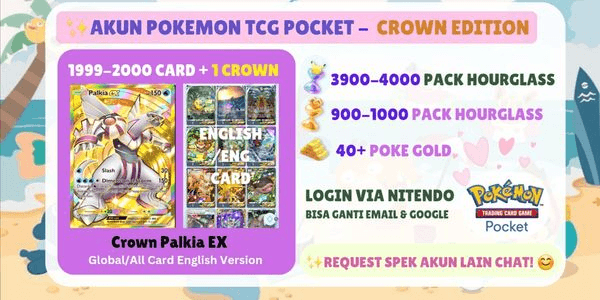 Gambar Product Akun Pokemon TCGP | Crown Palkia EX + 1900-2000 Card | 4000+ Pack Hourglass