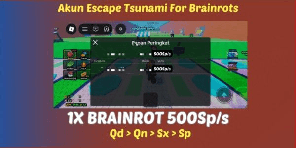 Gambar Product Akun 1 Brainrot 500Sp/s - Escape Tsunami For Brainrots