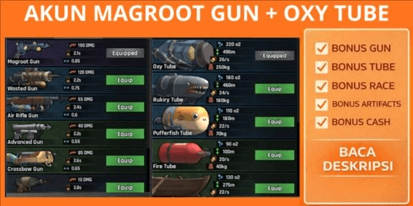 Gambar Product Akun Magroot Gun + Oxy Tube + Bonus | Abyss