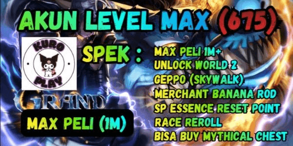 Gambar Product Akun Max Level (675) | Grand Piece Online