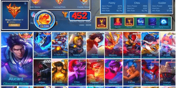 Gambar Product #3529 | 452 Skins | Legend Alucard Gusion | Collector Natalia YSS | Full Transformers | AoT Mikasa | Ducati Irithel | StarWars Argus
