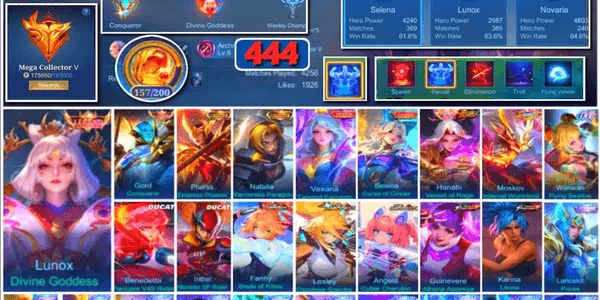 #3530 | 444 Skins | Legend Lunox Gord | Collector Pharsa Natalia | Zenith Selena Vexana | Soul Vessels Hanabi | Ducati