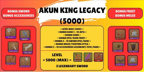Gambar Product King Legacy Account (Max Level) – 3 Legendary Swords