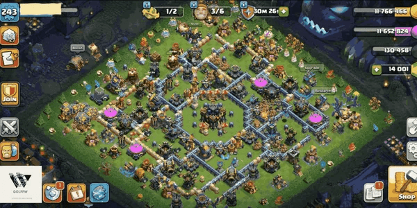TH17 XP243 | 14K Gems | Max Heroes | High Troops & Defense | Epic Gear | Ready to Play