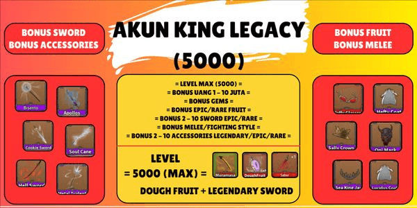 Gambar Product Akun King Legacy (Level Max) – Dough + Legendary Sword