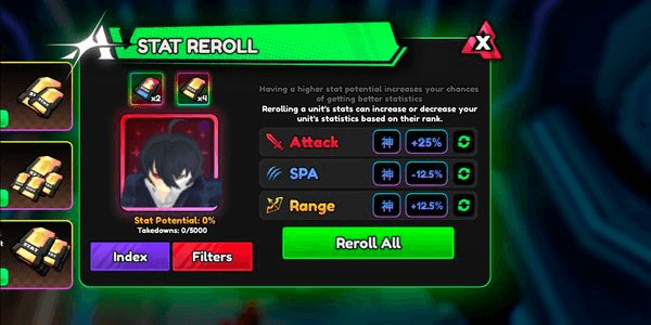 Full Max godly stat