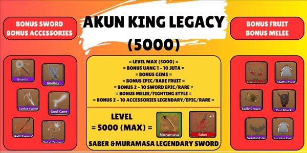 Gambar Product Akun King Legacy (Level Max) - Saber & Muramasa