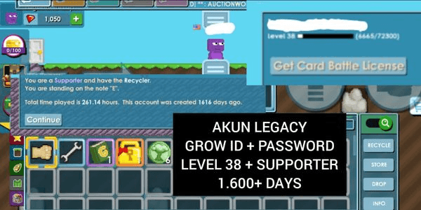 Gambar Product AKUN LEGACY LEVEL 38 LOGIN GROWID SUPPORTER 1600days