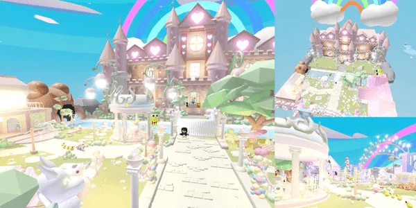 adopt me large castle of a lot of cute character (donut house)