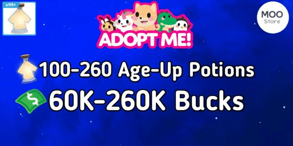Gambar Product Adopt Account Bonus Lots of Bucks + Lots of Age-Up Potions + Bonus Pets + Bonus Eggs