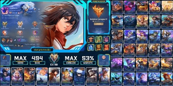 Gambar Product 494 SKINS | 3 LEGENDS | AOT FANNY | 11.11 WANWAN | JJK XAVIER | ASPIRANT FANNY | 4 COLLECTOR | 10 ZIDAC | 18 LIMITED | RECALL EPIC