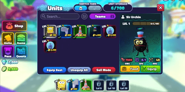 Akun Starter SpongeBob Tower Defense [Sir Urchin]