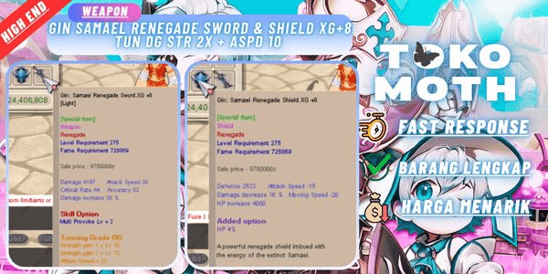 Gambar Product Gin Samael Renegade Sword & Shield XG+8 tun DG Str 2x + Aspd 10
